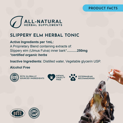 Animal Essentials Organic Slippery Elm Bark Liquid Extract for Dogs and Cats - Digestive & Throat Support - 2 fl oz