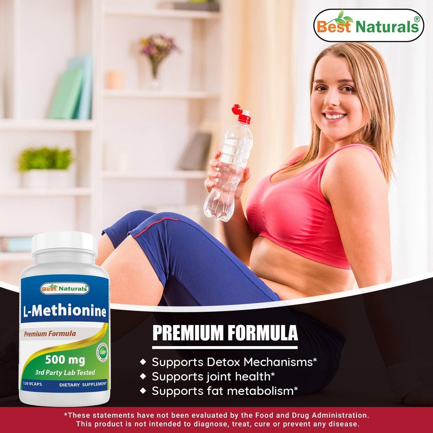 Best Naturals L-Methionine 500 mg 120 Vegetarian Capsules - görsel 4