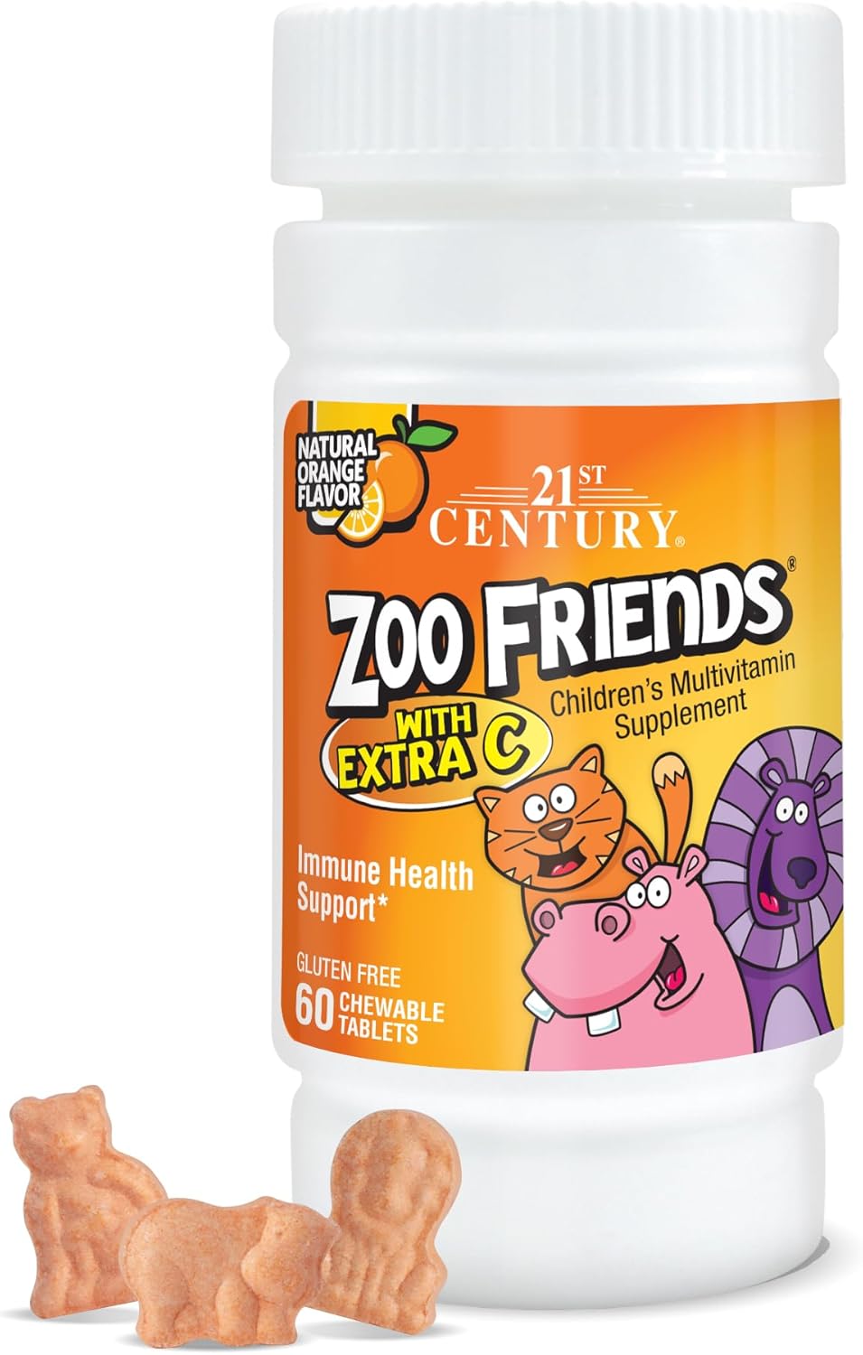 21st Century Zoo Friends with Extra C Chewable Tablets, 60 Count - görsel 1