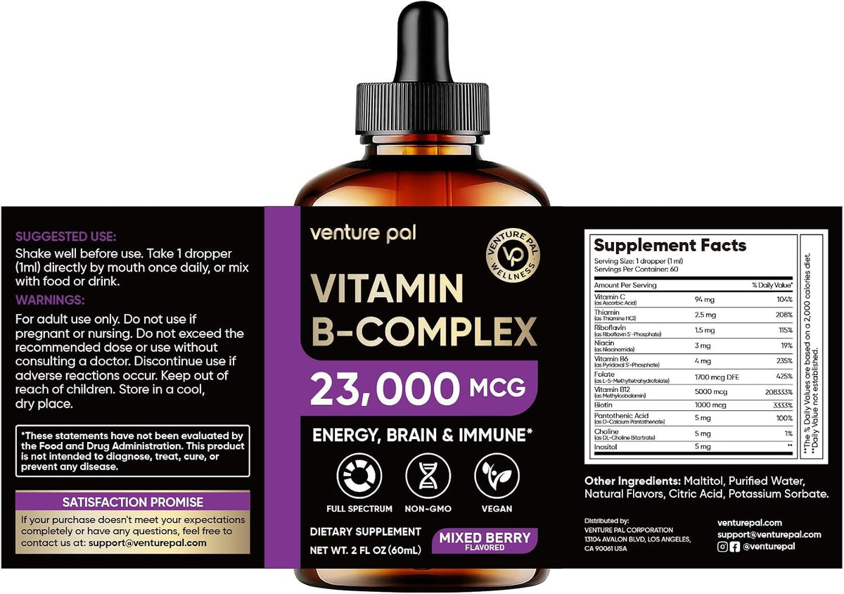 Venture Pal Vitamin B Complex Liquid Drops, – Choline – Supports brain and liver function. – Image 10