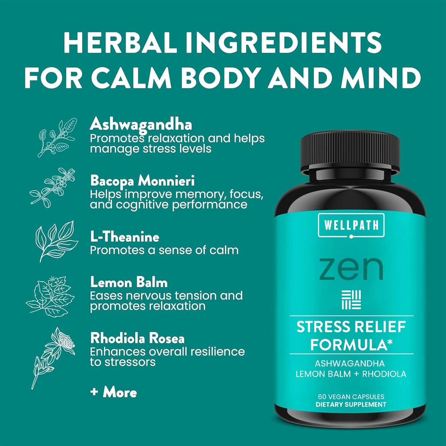 WellPath Zen Stress Relief Supplement + Mood Support - görsel 3
