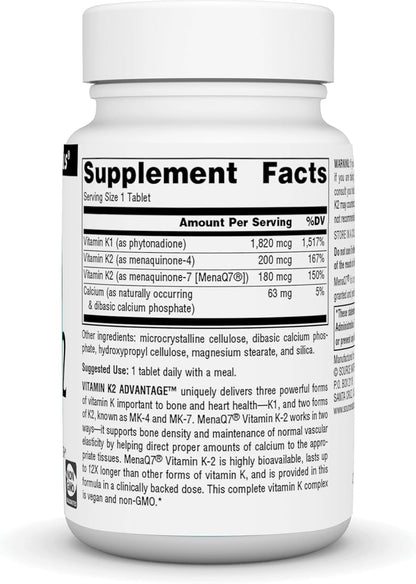 Source Naturals Vitamin K2 Advantage, for Bone and Heart Health*, 2200 mcg - 120 Tablets