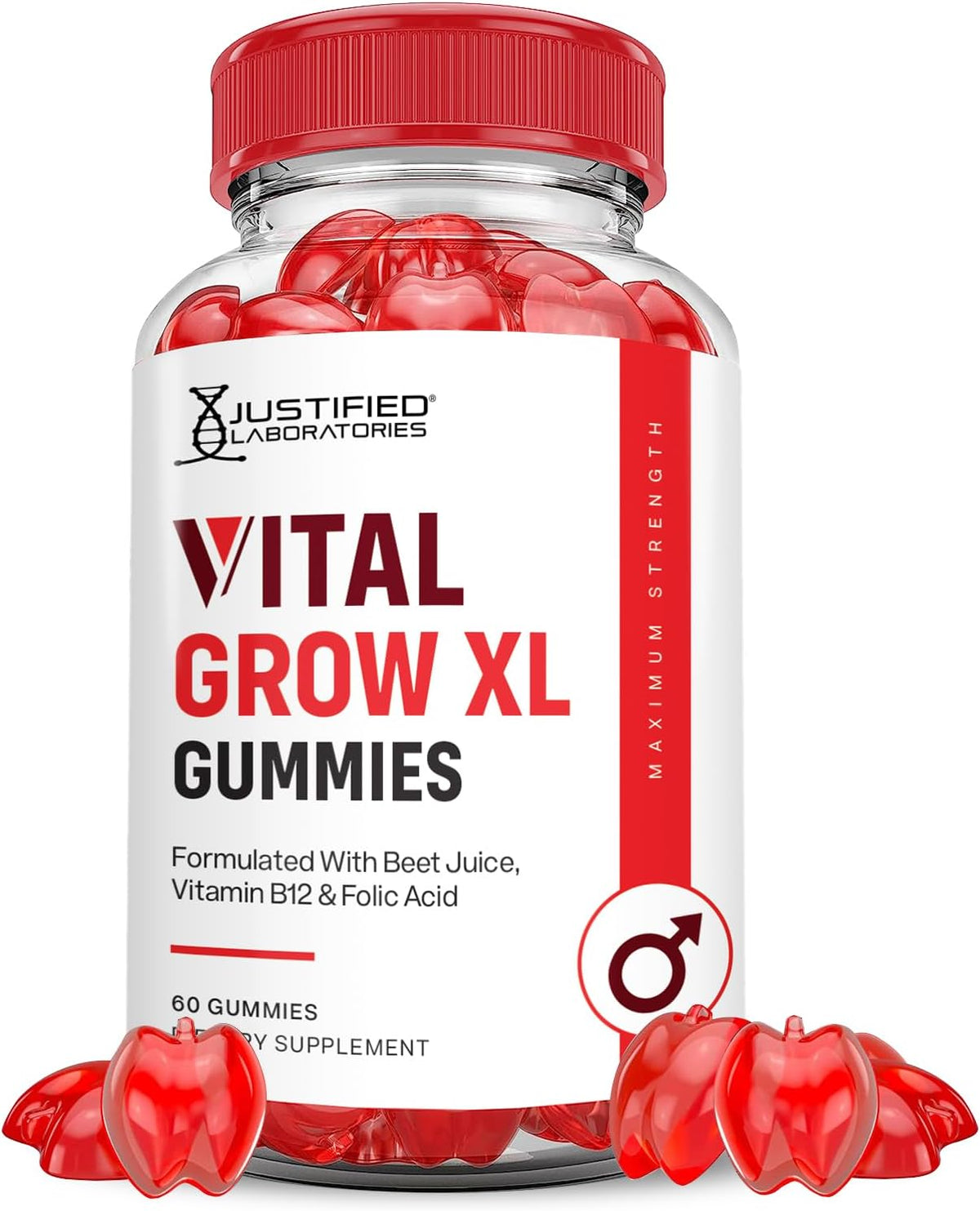 Justified Laboratories Vital Grow XL Gummies – Energy production: Vitamin B12 helps your body convert – Image 1