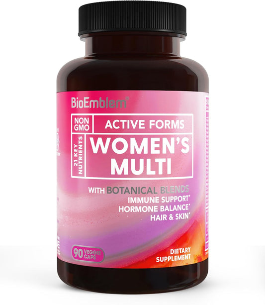 BioEmblem Women's's Multivitamin - Complete Daily Multi for Immunity, Energy, Hair, Skin with Vitamin A, B12, B6, D3, – Image 1