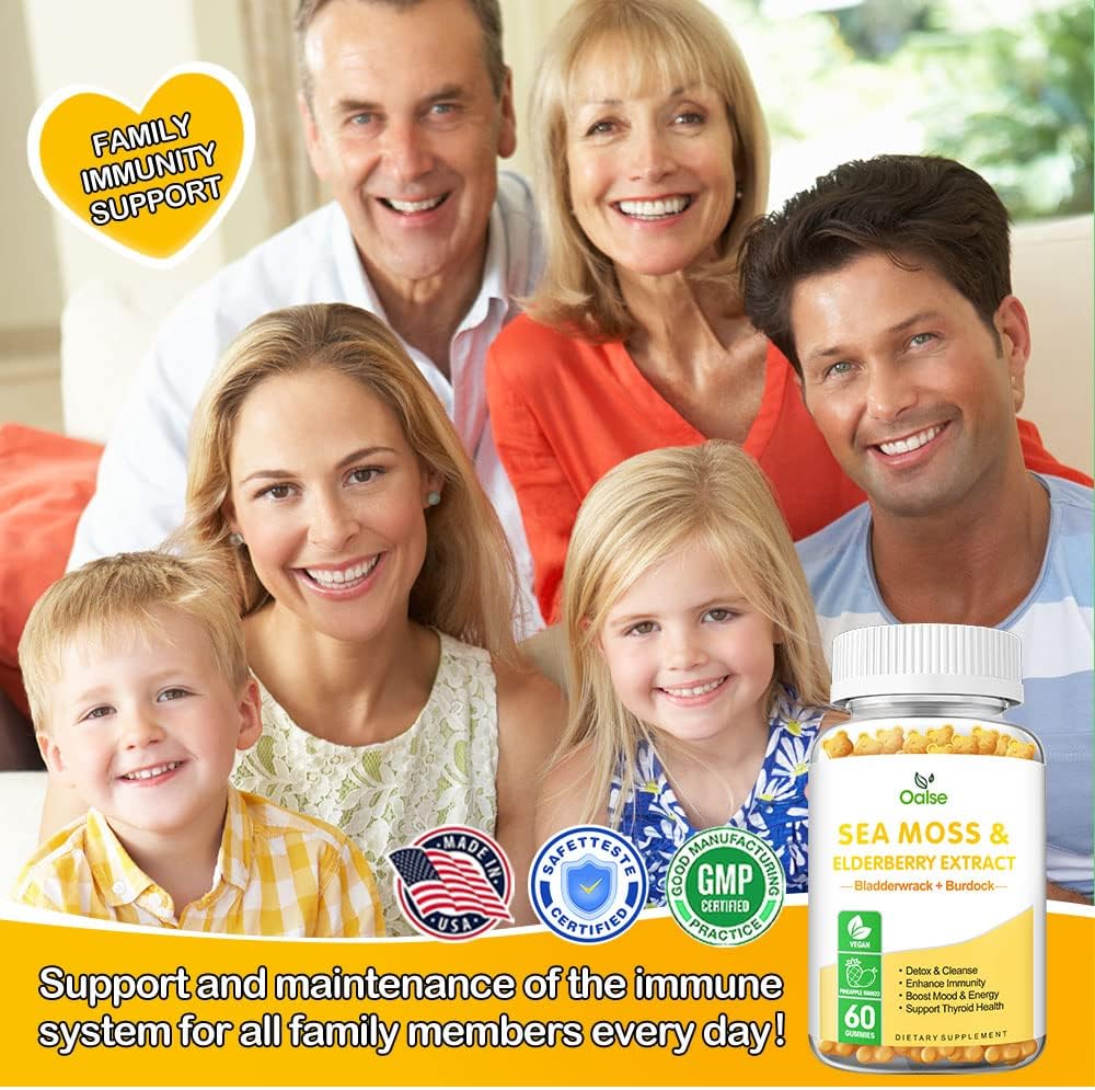 OALSE Sea Moss Gummies – 2000mg with Bladderwrack, Burdock Root & Elderberry (2-Pack) - görsel 7