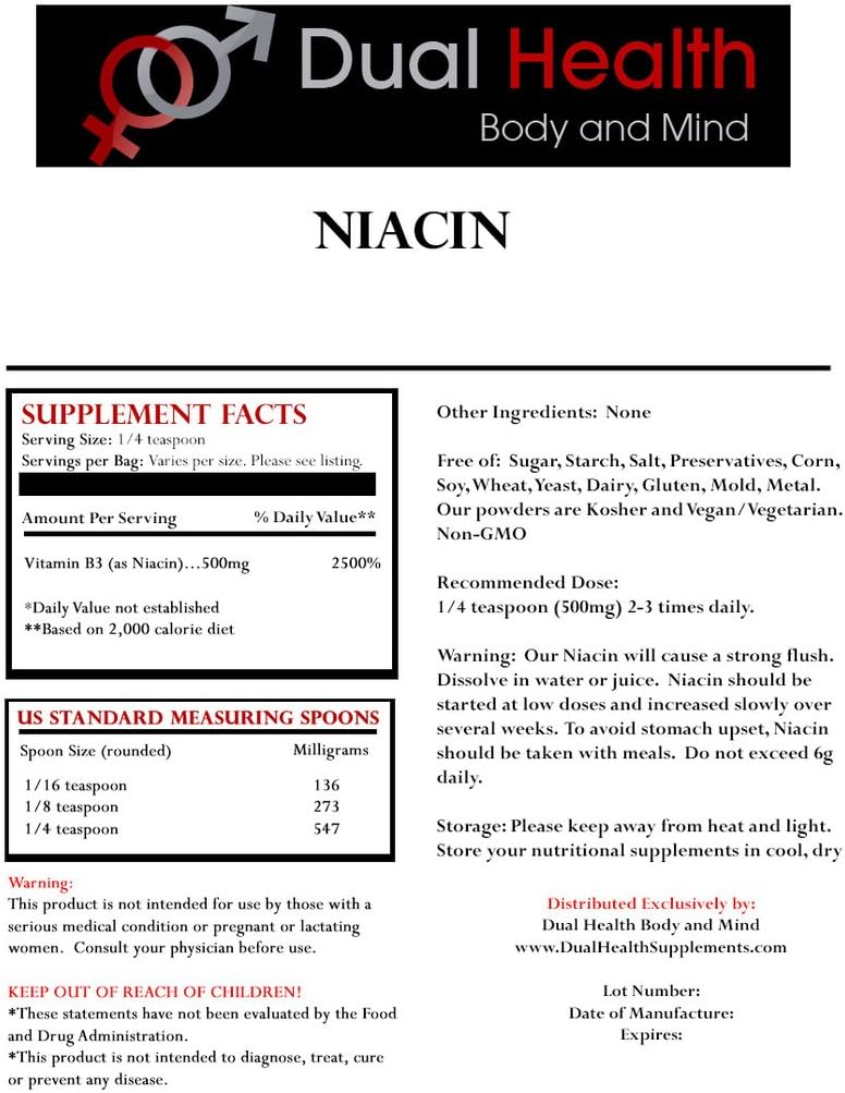 Niacin Powder (454 g) – Vitamin B3 Bulk Supplement, Immediate Release with Flush – Image 4