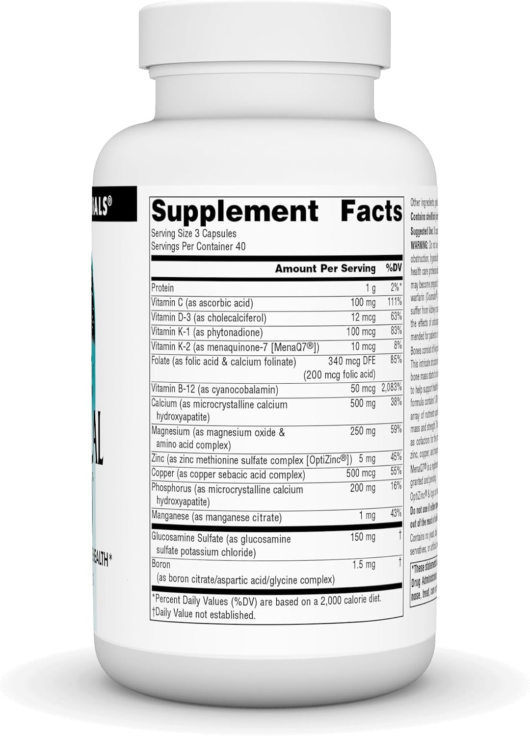Source Naturals Ultra-Cal 1000, Comprehensive Bone Health - 120 Capsules - görsel 2