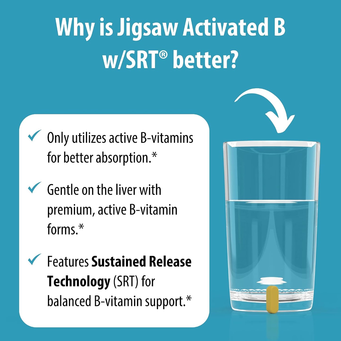 Jigsaw Health Activated B w/SRT - Sustained Release B-Complex, 120 Tablets - görsel 5