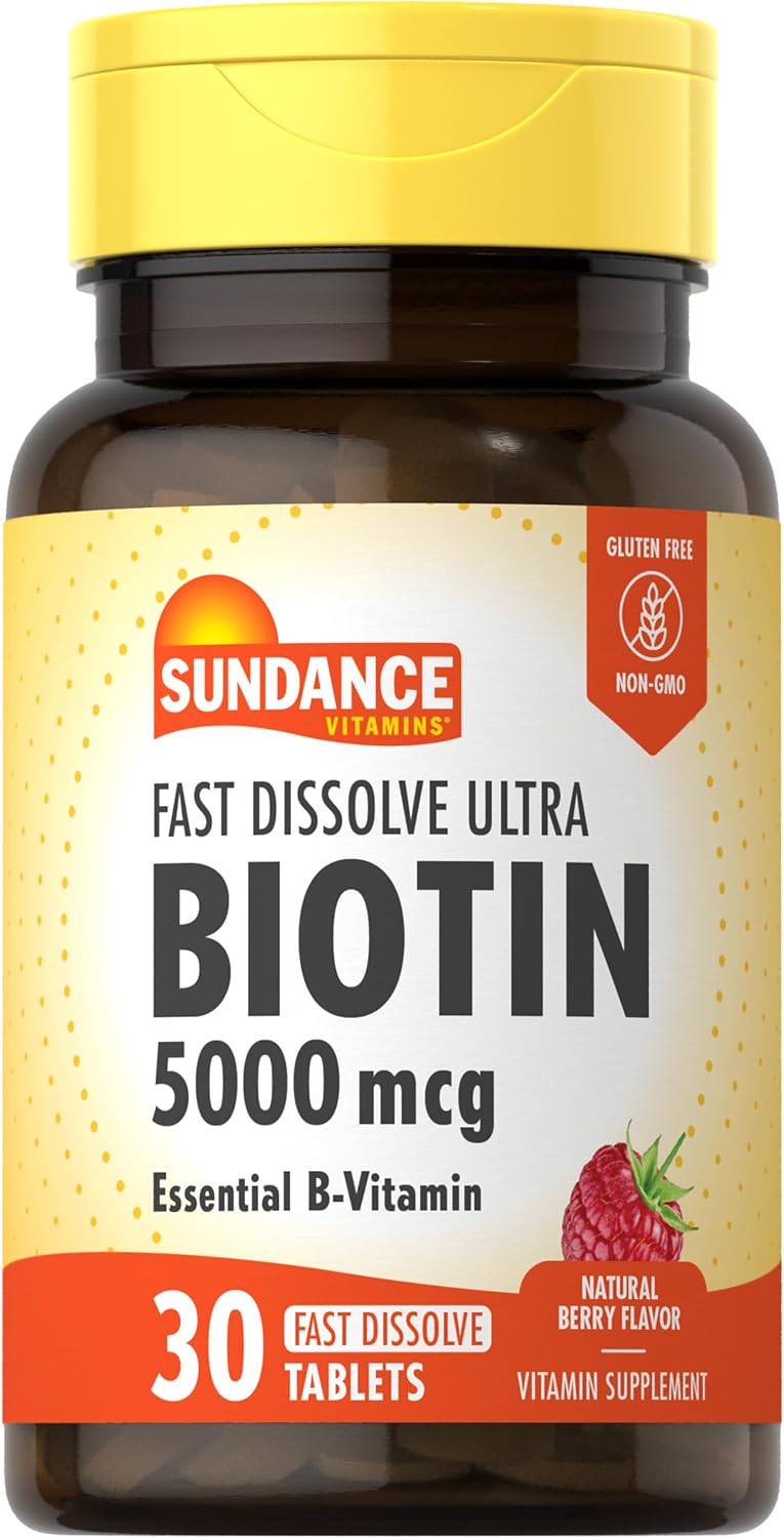Sundance Fast Dissolve Biotin 5000mcg - 30 Tablets, Natural Berry Flavour - görsel 1