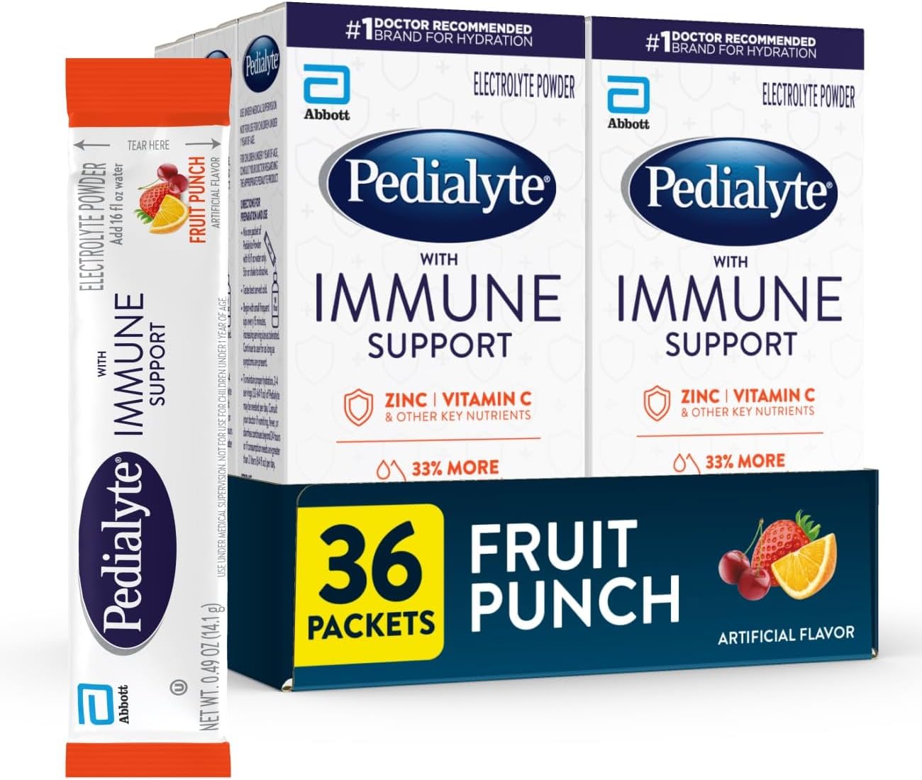 Pedialyte with Immune Support, Electrolyte Drink Powder Variety Pack (Fruit Punch & Mixed Berry) - 24 Powder Packets - görsel 8