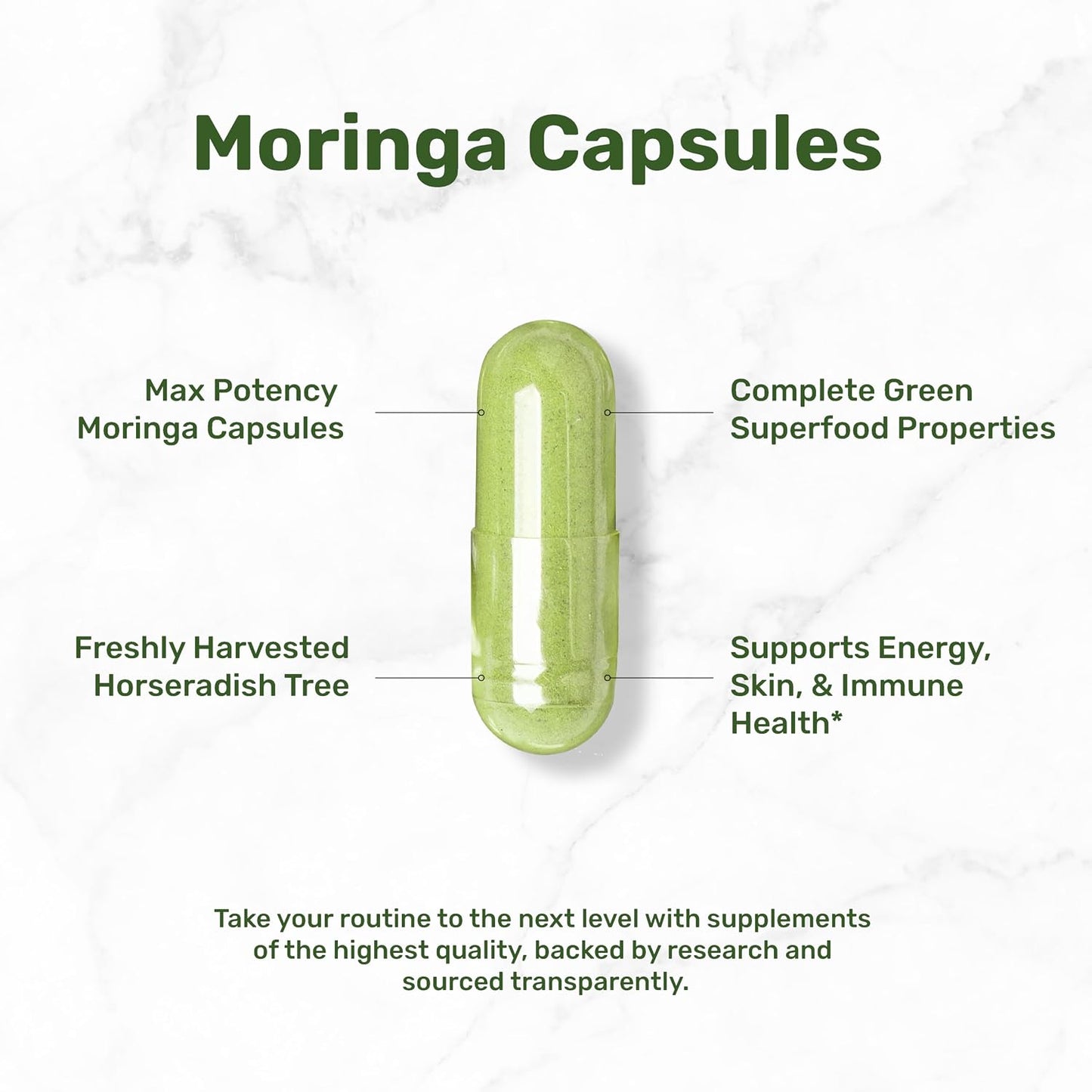 Moringa Capsules 240 Capsules – Maximum Potency Pure Moringa Leaf Extract – Complete Green Superfood Supplement - görsel 3