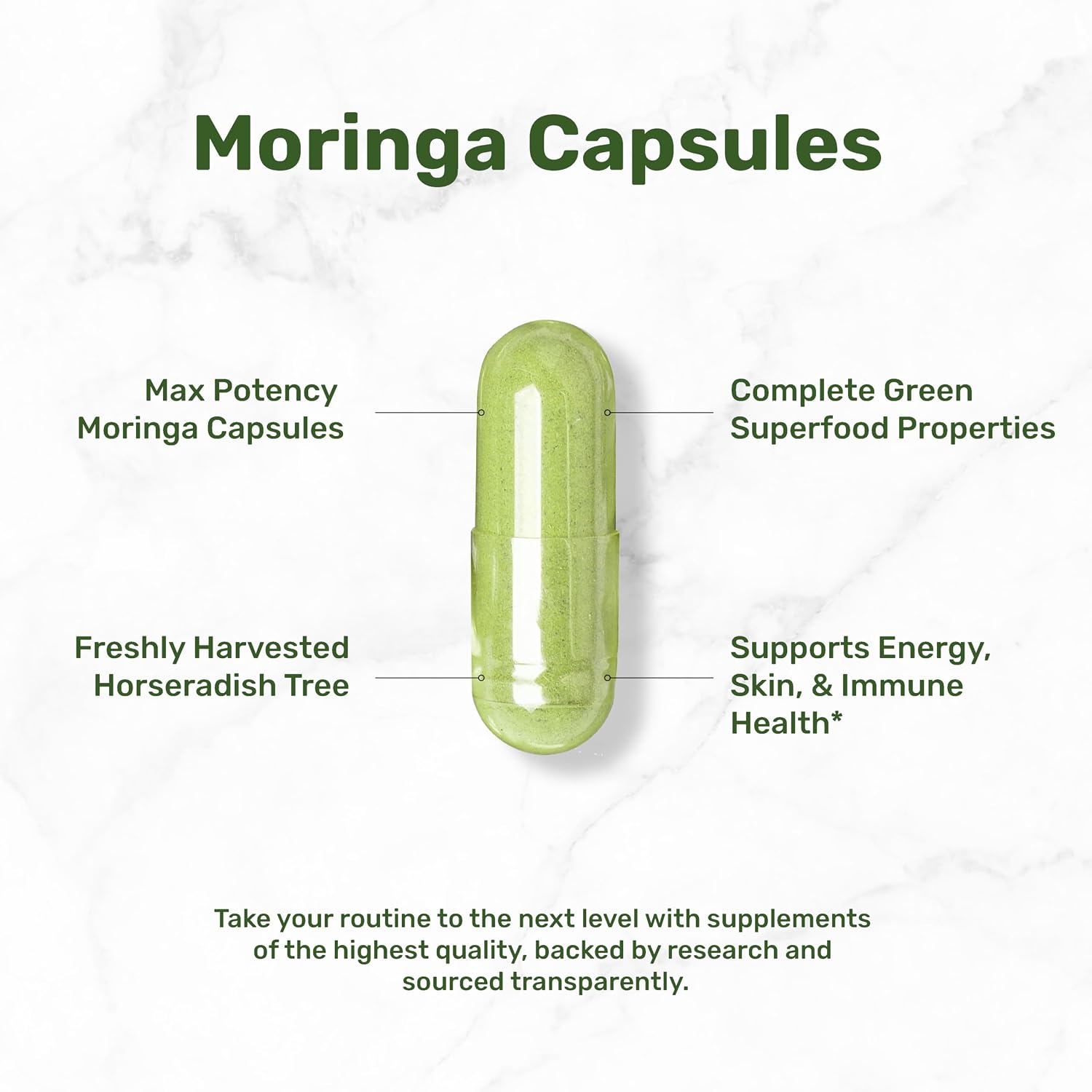 Moringa Capsules 240 Capsules – Maximum Potency Pure Moringa Leaf Extract – Complete Green Superfood Supplement - görsel 3