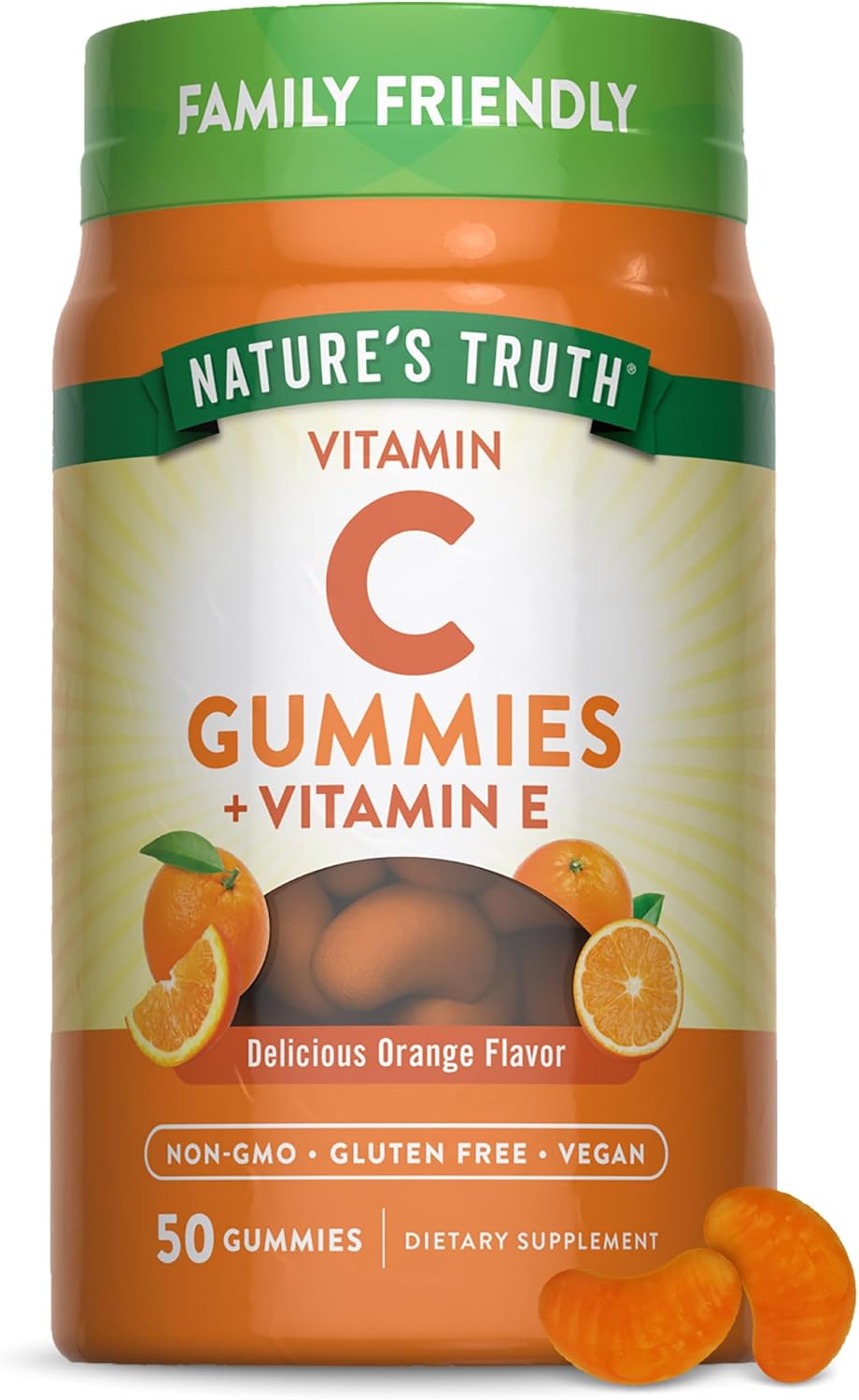 Nature's Truth Vitamin C Gummies with Vitamin E, Orange Flavour - 50 Count – Image 1