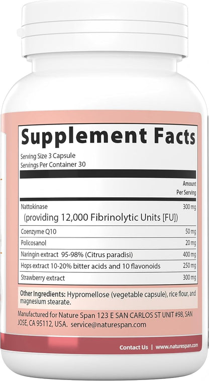 NATURESPAN Nattokinase 12,000 FU Supplement - 90 Capsules, Enzyme-Based Formula for Daily Wellbeing
