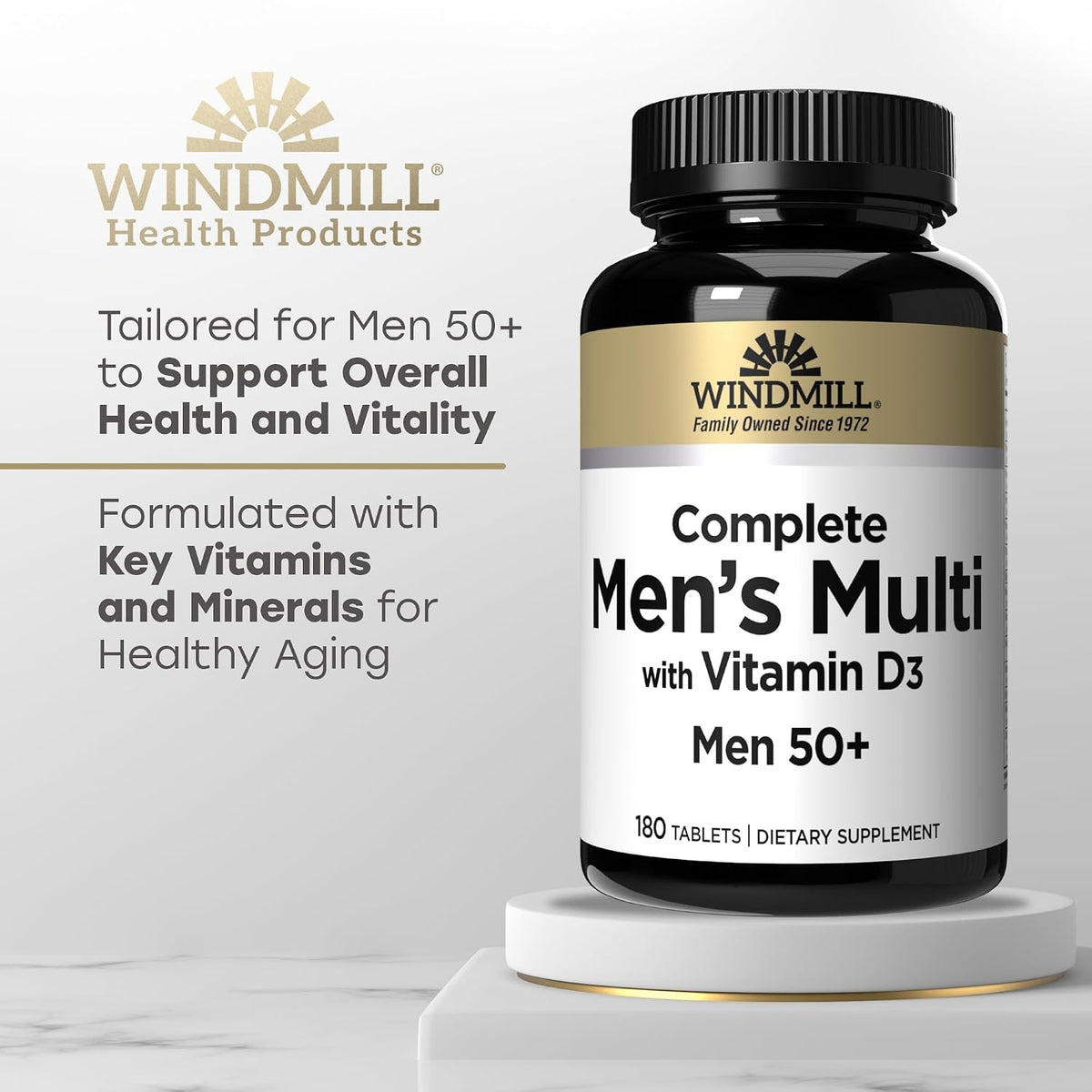 Windmill Men’s Multi 50+ Multivitamin with – Zinc: Plays a role in immune defence, protein synthesis and wound – Image 4