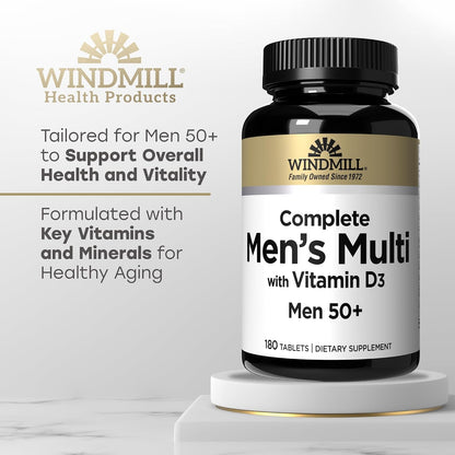 Windmill Men’s Multi 50+ Multivitamin with – Zinc: Plays a role in immune defence, protein synthesis and wound – Image 4