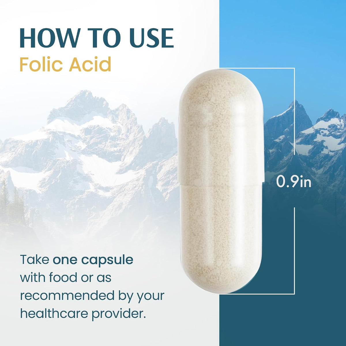 Vykee Nutrition Folic Acid Capsules - Supports Body Processes, Prenatal Health and Energy - Vitamin B9 Supplement for – Image 5