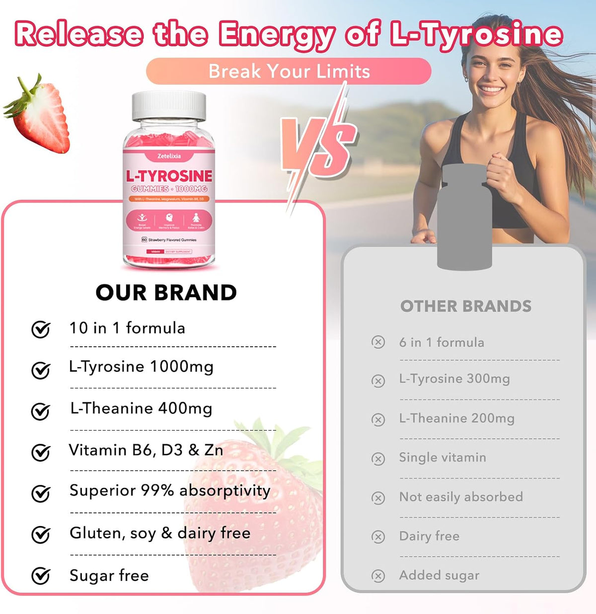 L-Tyrosine Gummies, 10-in-1 Supplement for – Magnesium: Supports nerve transmission and muscle relaxation. – Image 7