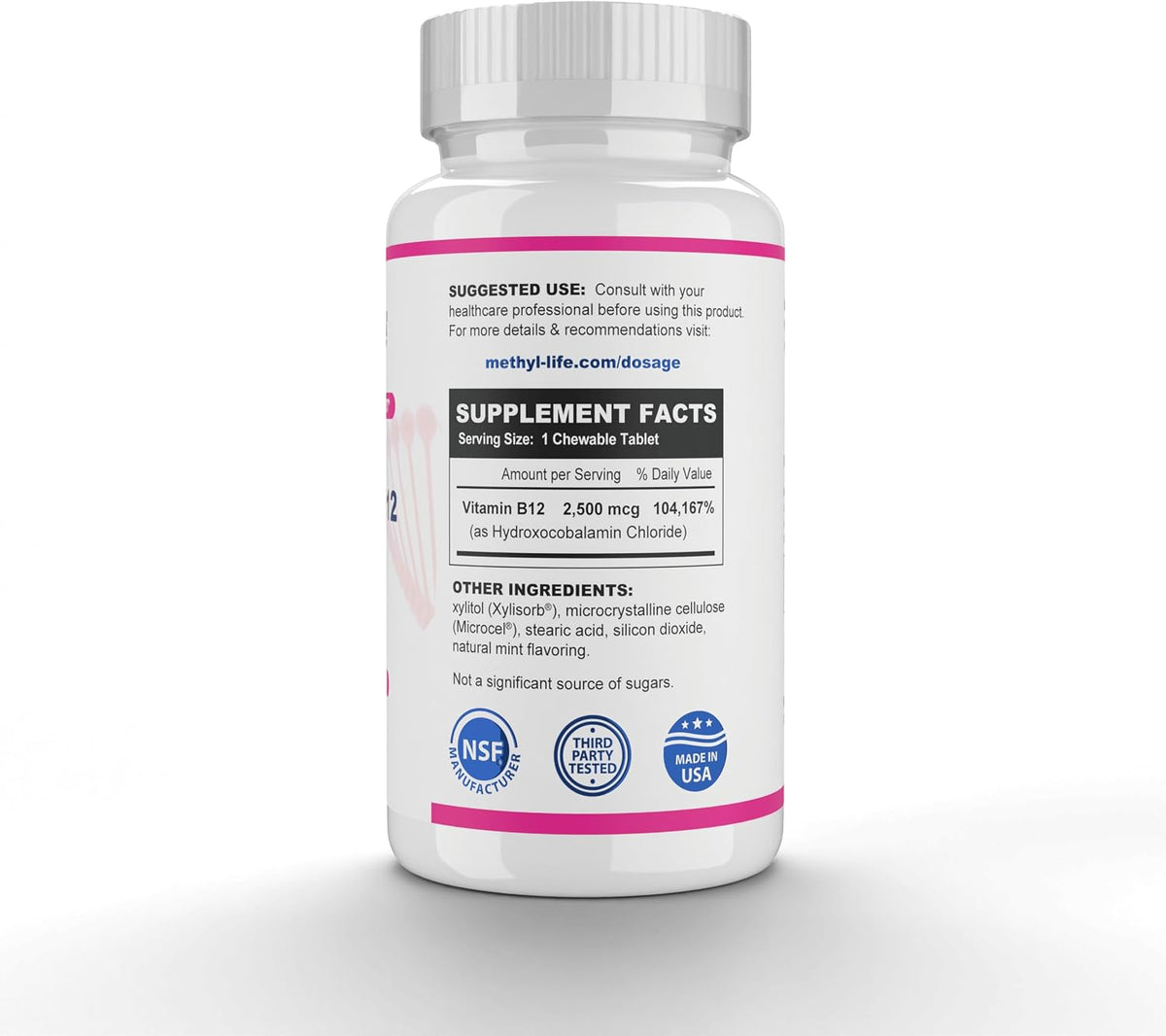 Methyl-Life Hydroxy B12 Sublingual Tablets – – Sublingual tablets for enhanced absorption – Image 3