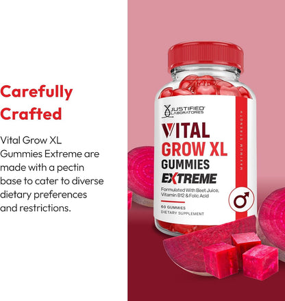 Justified Laboratories Vital Grow XL Gummies – Vegans and vegetarians: B12 is naturally found in animal products, – Image 5