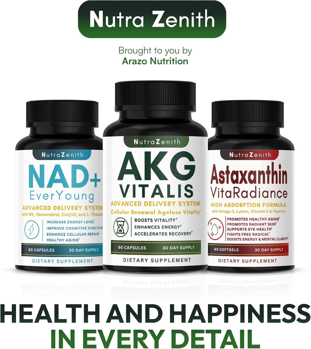 AKG Anti-Ageing & Energy Boost Supplement with Vitamin B6, Vitamin C & L-Arginine – 60 Capsules – Image 9