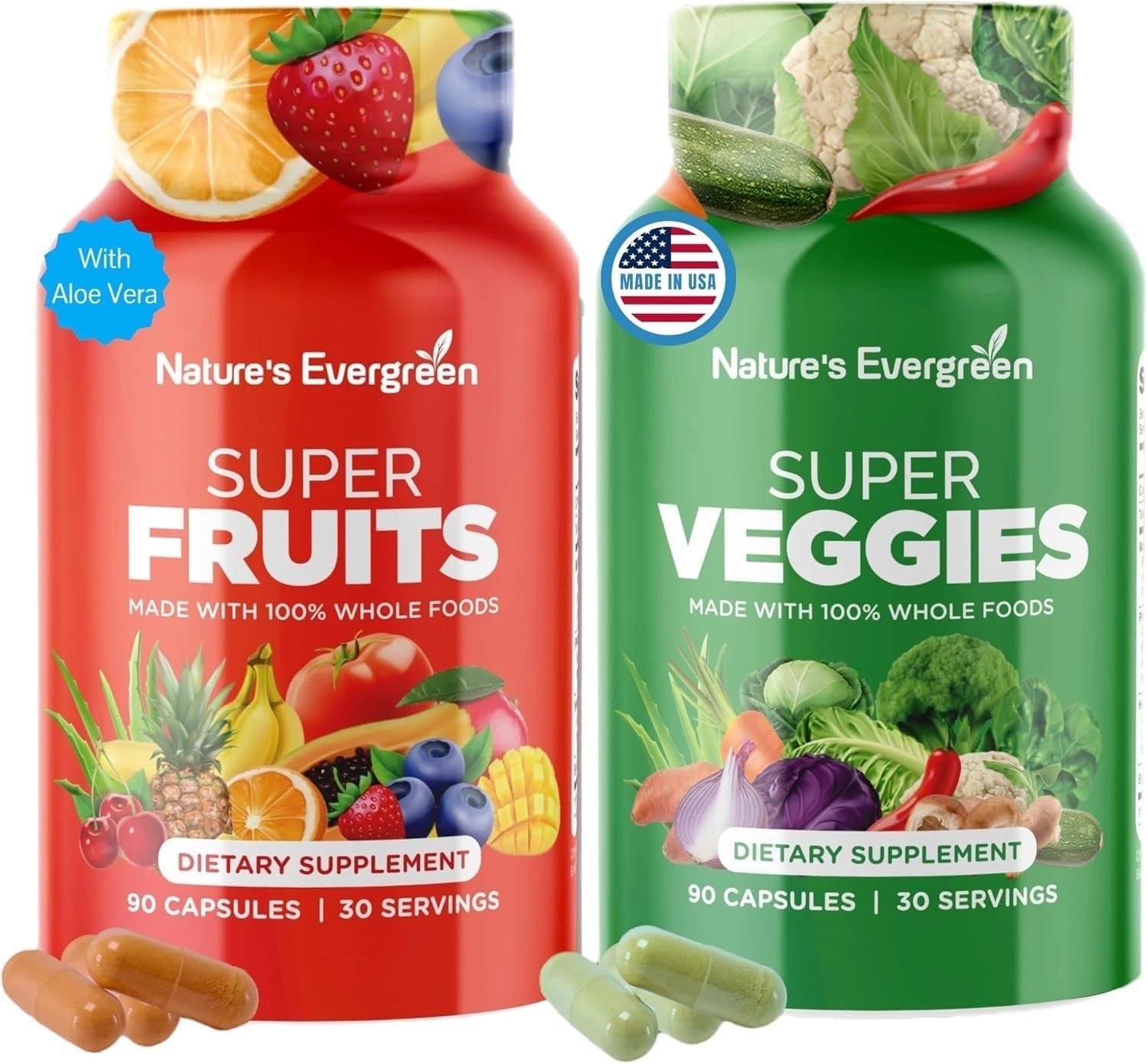 Fruits and Veggies Supplement - Nature's Evergreen - 180 Capsules (Pack of 2) - görsel 1