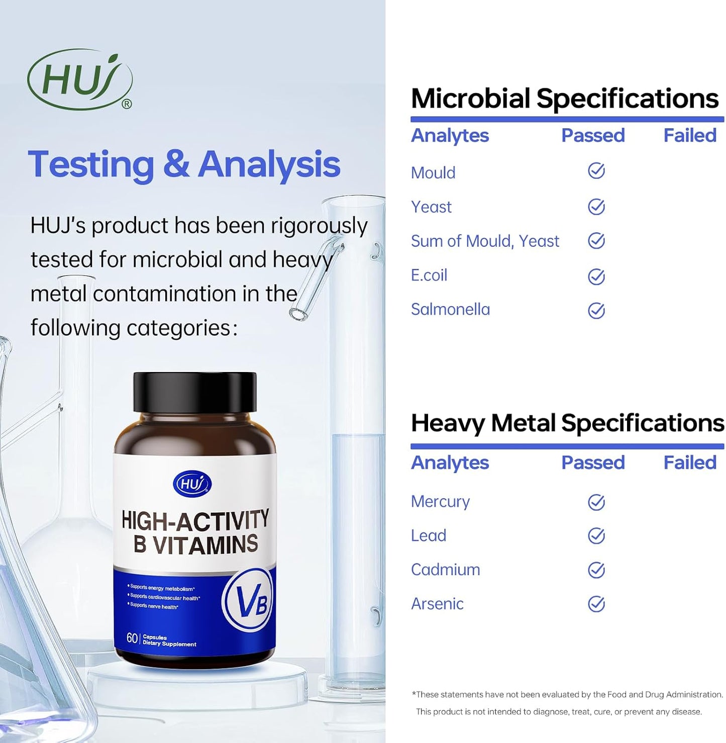 HUJ High-Activity B Vitamins - Supports Normal Energy Production & Nervous System Health - Supplement with 8 B Vitamins, Inositol and D-Chiro Inositol - 60 Capsules - görsel 8