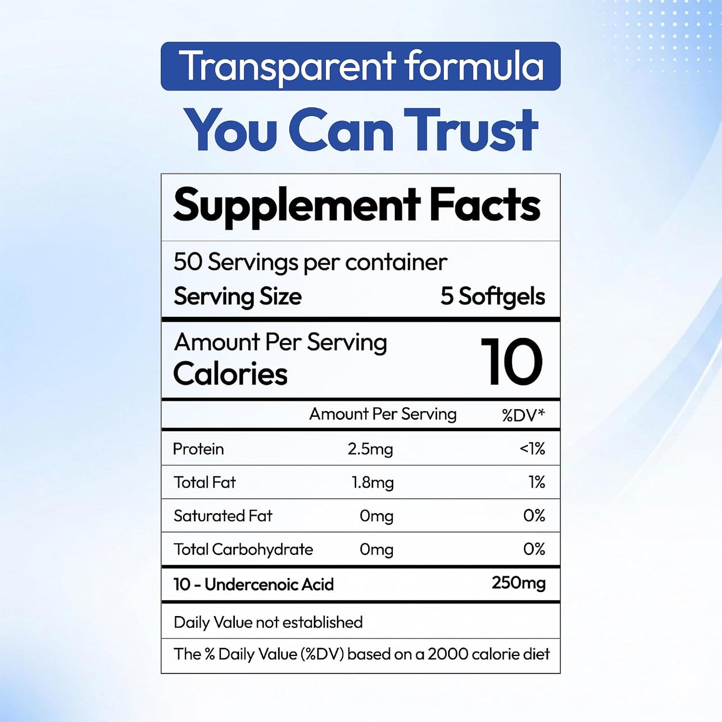 Undecylenic Acid 250 mg Soft-gels, 250 Count - görsel 4
