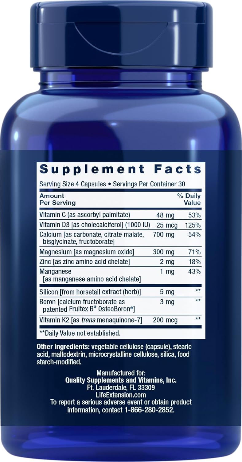 Life Extension Bone Restore Calcium with Vitamin K2 – 120 Capsules (Pack of 3) - görsel 2