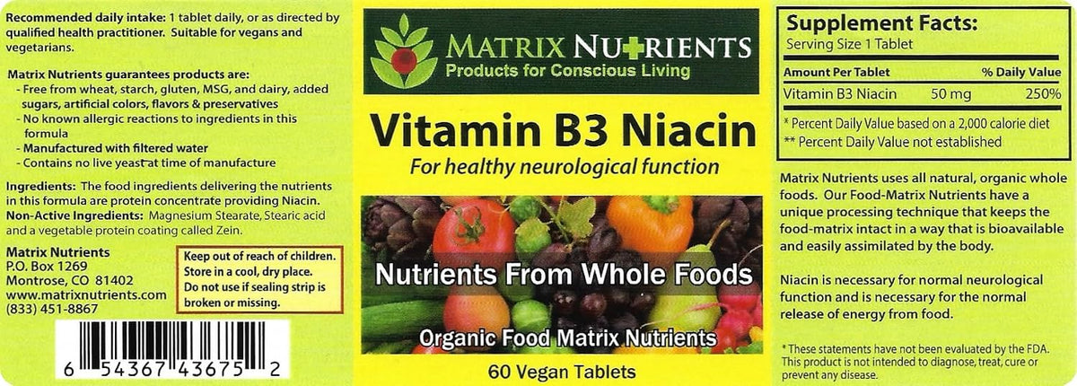 Vitamin B3 Niacin - Digestive, Heart and Immune Support! - 100% Organic - Also Improve Brain Function, Energy and Reduce – Image 2