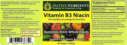 Vitamin B3 Niacin - Digestive, Heart and Immune Support! - 100% Organic - Also Improve Brain Function, Energy and Reduce – Image 2