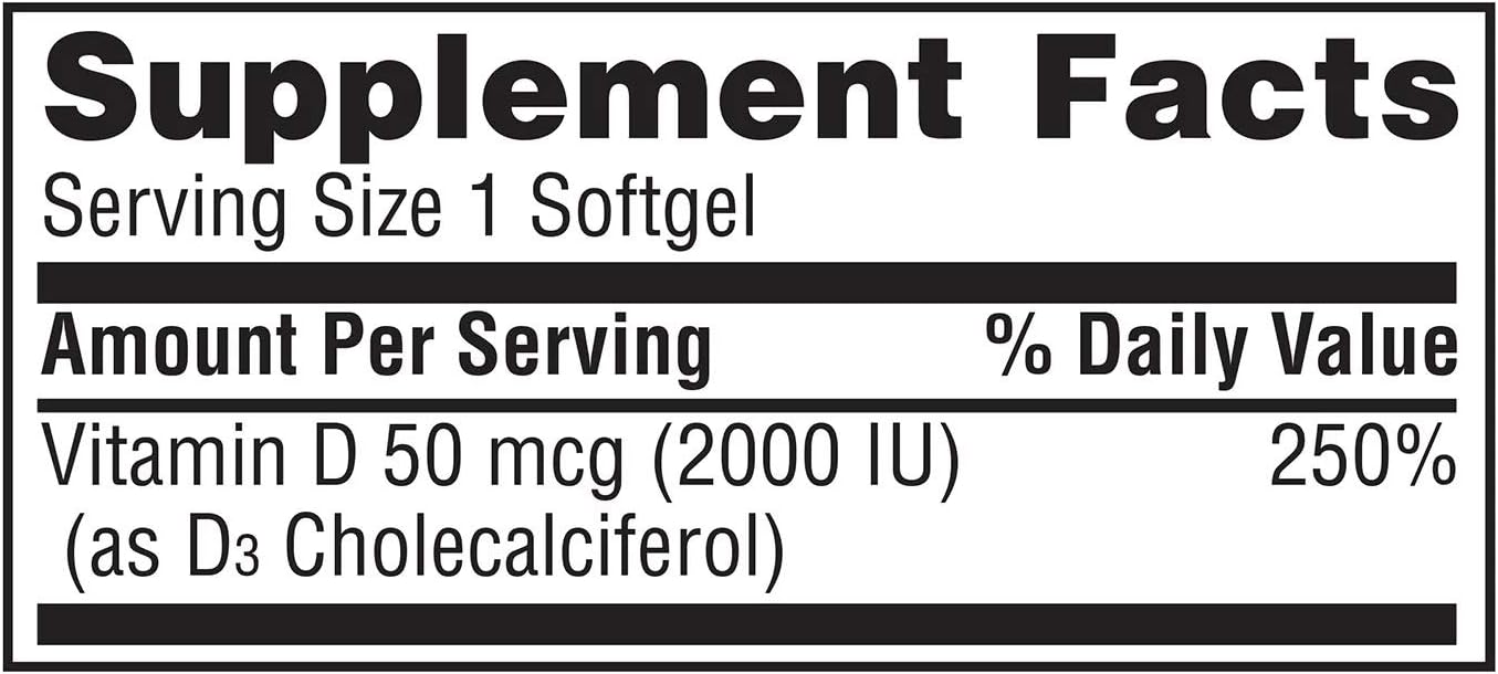 Member's Mark Vitamin D3 50 mcg (2000 IU) Dietary Supplement, 400 Softgels - görsel 4