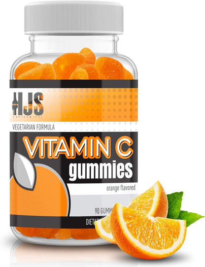 HJS Supplements Vitamin C Gummies - Orange Flavoured, 1000mg, 90 Count