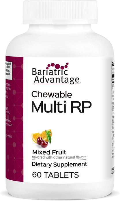 Bariatric Advantage Chewable Multi RP Multivitamin - for Bariatric Surgery Patients - with Iron, Copper, Vitamin C, A, Zinc & More - 100% RDI of 18 Nutrients - Mixed Fruit Flavour - 60 Chewable Tablets