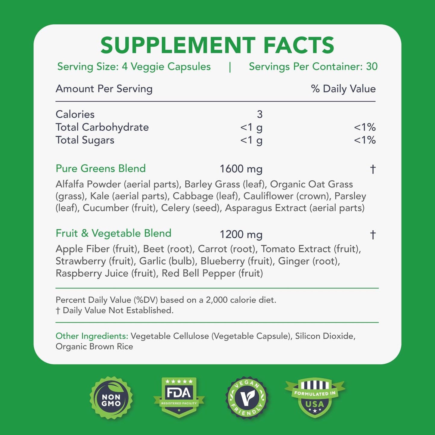 KaraMD Pure Nature | Greens, Fruit and Veggies Supplement | Wholefood Multivitamin & Antioxidants | 20 Fruits and Vegetables Supplements for Energy & Digestion | Gluten free & Vegan Friendly (4-pack) - görsel 2