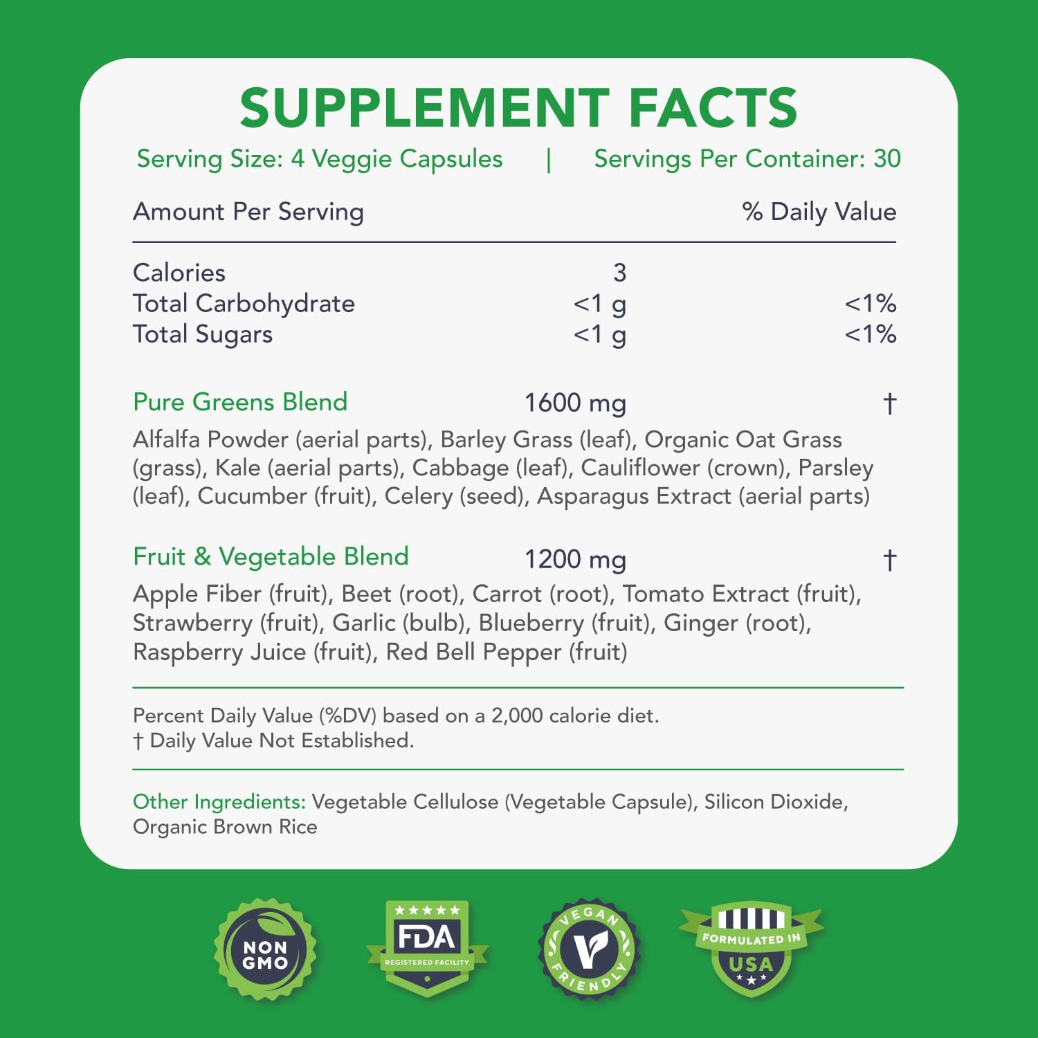 KaraMD Pure Nature | Greens, Fruit and Veggies Supplement | Wholefood Multivitamin & Antioxidants | 20 Fruits and Vegetables Supplements for Energy & Digestion | Gluten free & Vegan Friendly (4-pack) - görsel 2