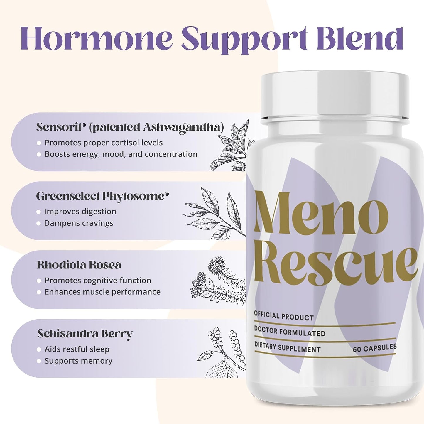 MenoRescue Menopause Supplements for Women's – All Stage Meno Relief for Hot Flushes, Hormone Support, and Complete Menopause Relief with Happy Natural Harmony Formula - görsel 5