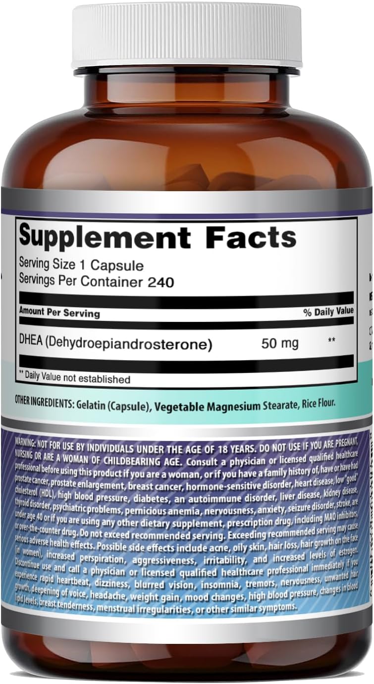 Amazing Formulas DHEA 50 mg Supplement, 240 Capsules - görsel 5
