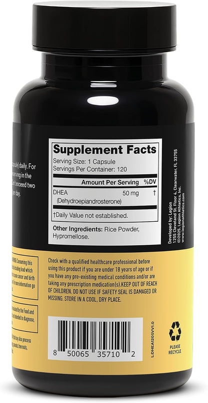 LEGION DHEA 50mg Supplement – Hormone – Immune System Support: DHEA plays a part in immune regulation, and – Image 3