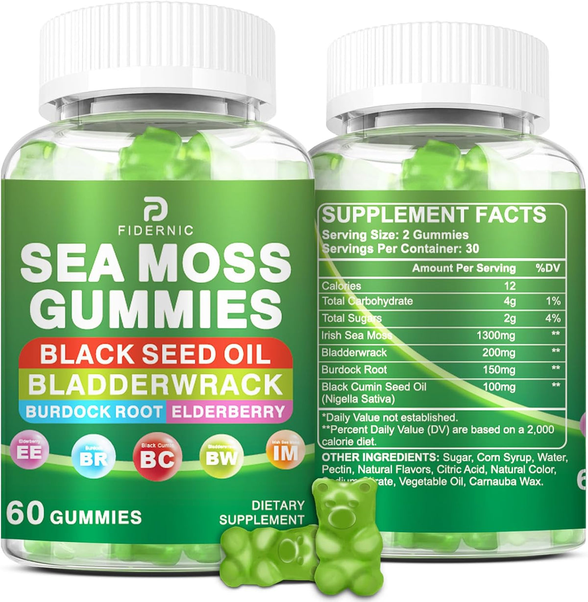 Sea Moss Gummies – Irish Sea Moss with Elderberry & Black Seed Oil, Bladderwrack, Burdock Root – Immune Support – Vegan – Image 8