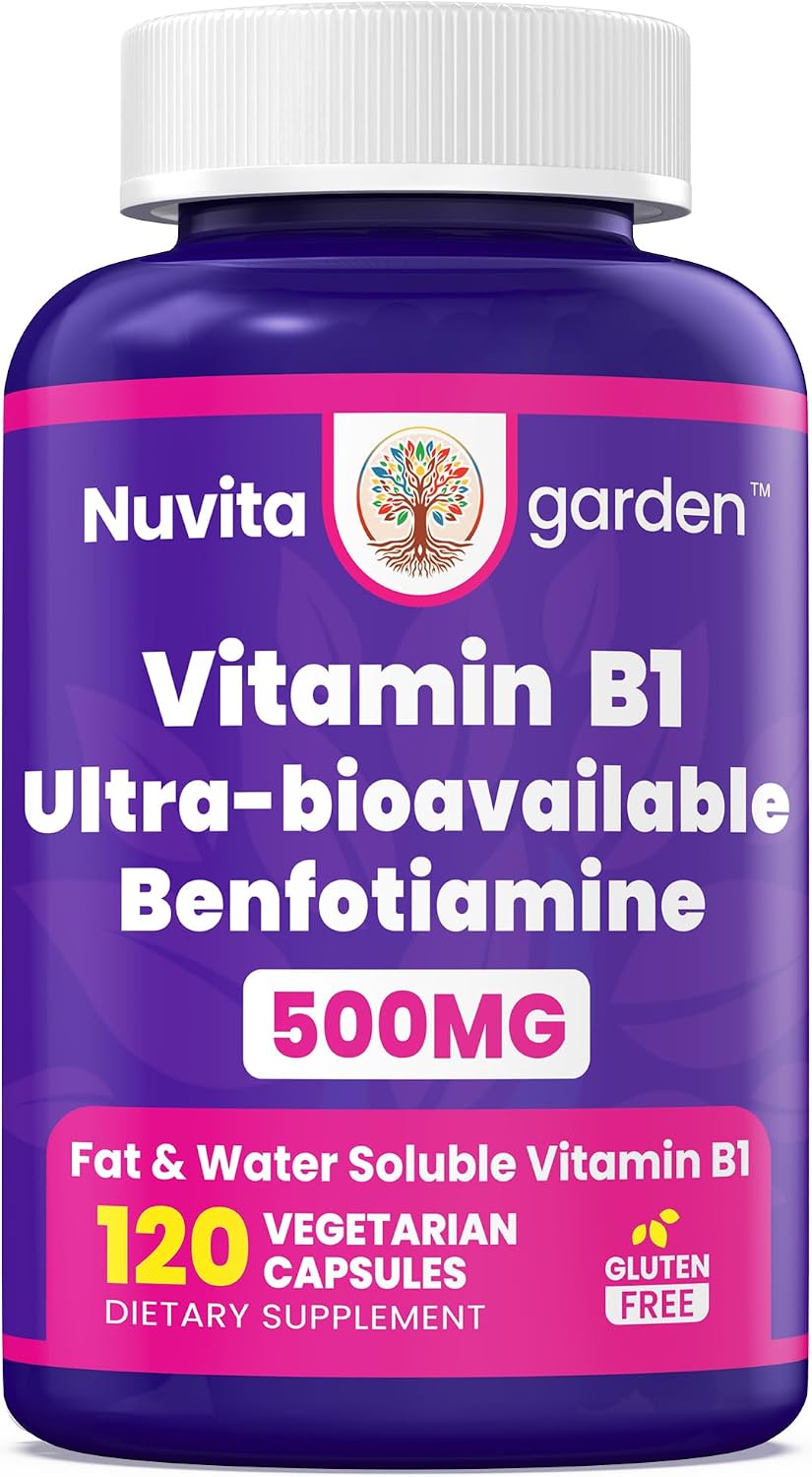 Vitamin B1 500mg with Benfotiamine Supplement - 120 Capsules - görsel 1
