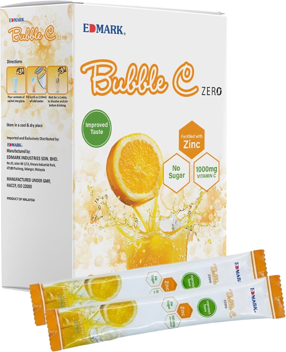 EDMARK Bubble C Instant Orange Drink – Vitamin C & Zinc Supplement - görsel 1