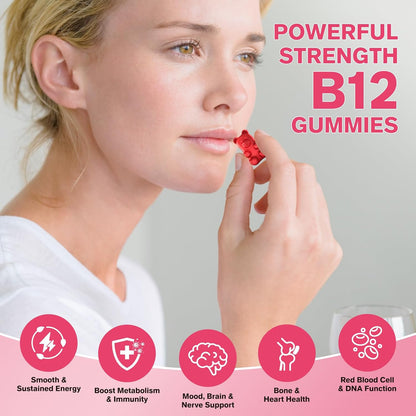Vitamin B12 Gummies with Methylcobalamin, – Aids red blood cell formation: Alongside iron and folate, B12 – Image 3
