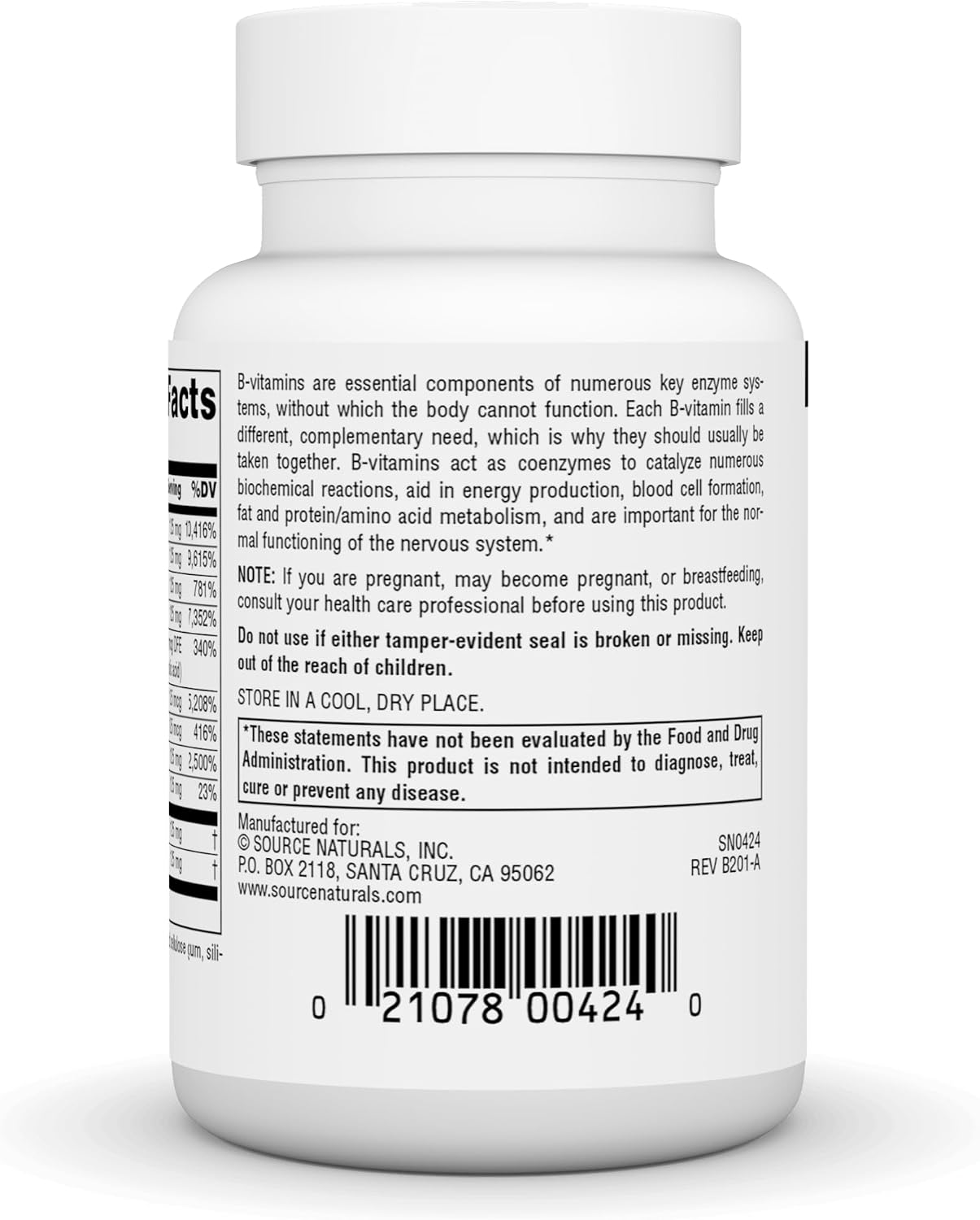 Source Naturals B-125, 125 mg B-Vitamins for Energy Support - 30 Tablets - görsel 3