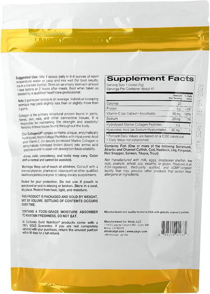 California Gold Nutrition CollagenUP®, Hydrolysed Marine Collagen Peptides with Hyaluronic Acid and Vitamin C, Unflavoured, 206 g