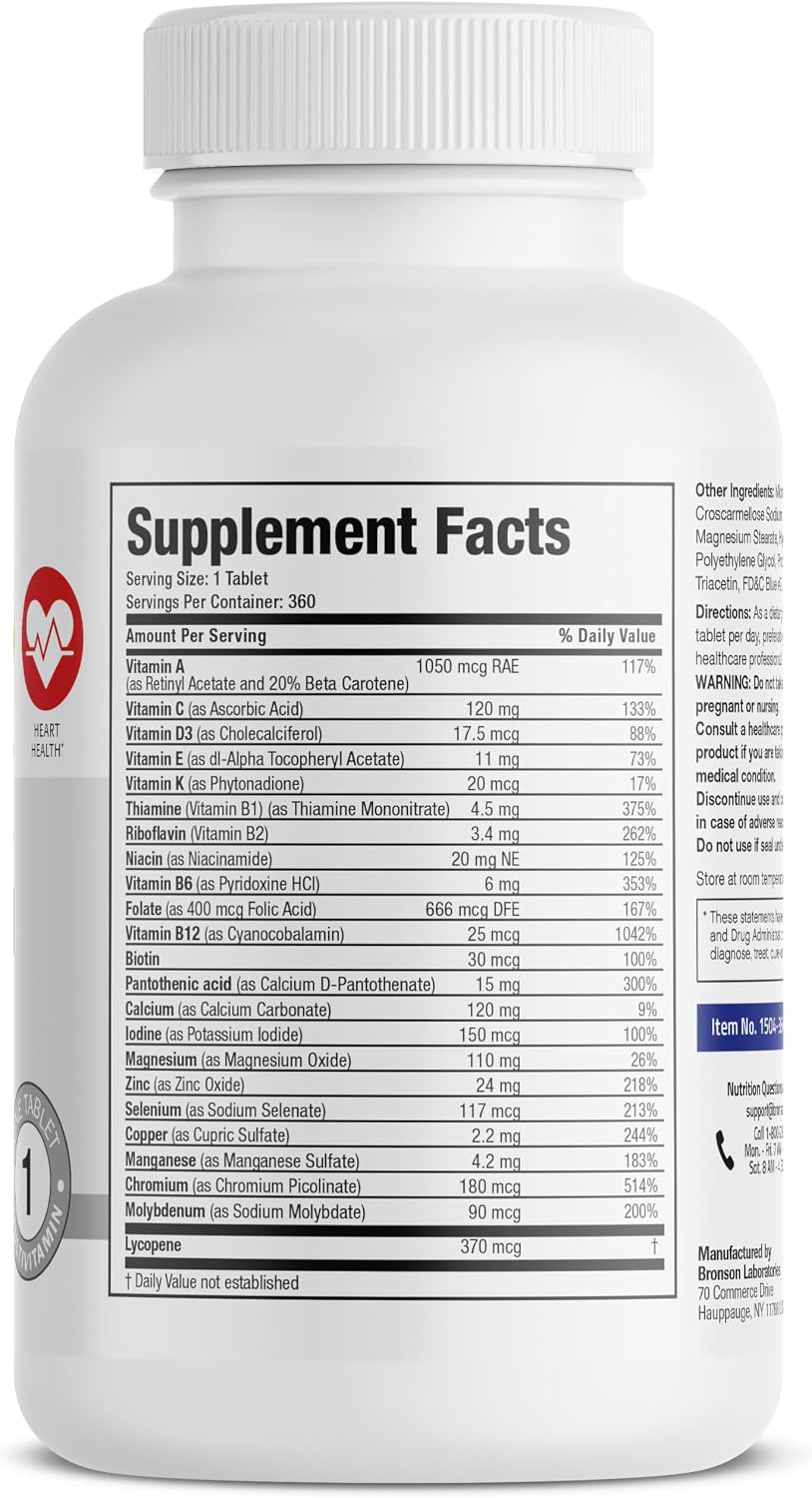 Bronson ONE Daily Men's 50+ Complete Multivitamin Multimineral, 360 Tablets - görsel 2
