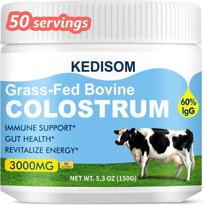 KEDISOM Grass-Fed Bovine Colostrum Powder – Liposomal, High IgG 3000 mg, Gut Health & Immune Support, Unflavoured, 50 Servings