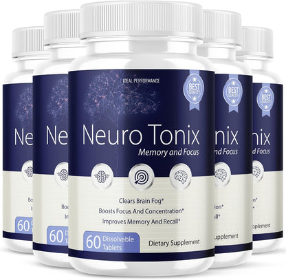 Neurotonix Memory Supplement - Brain Focussed and Memory Support, 300 Capsules (5-Pack)