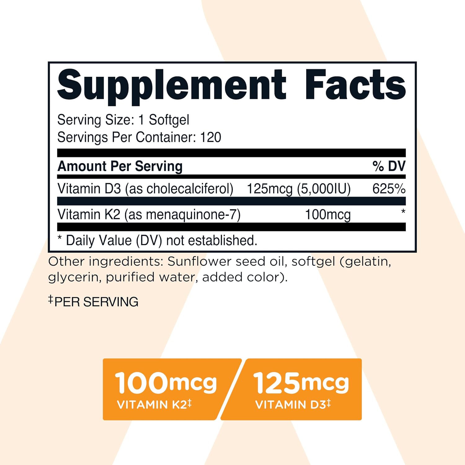 TransformHQ Vitamin K2 (MK7) (100mcg) + Vitamin D3 (5000 IU) - 120 Soft-gels - görsel 2