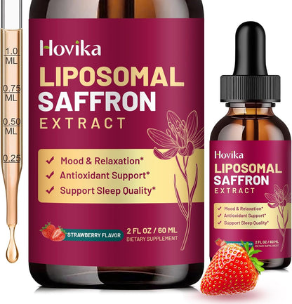 Liposomal Saffron Supplements - 88.5mg Saffron Extract with L-Theanine, Chamomile, Vitamin C, B6, B12 & D3 - Strawberry – Image 10